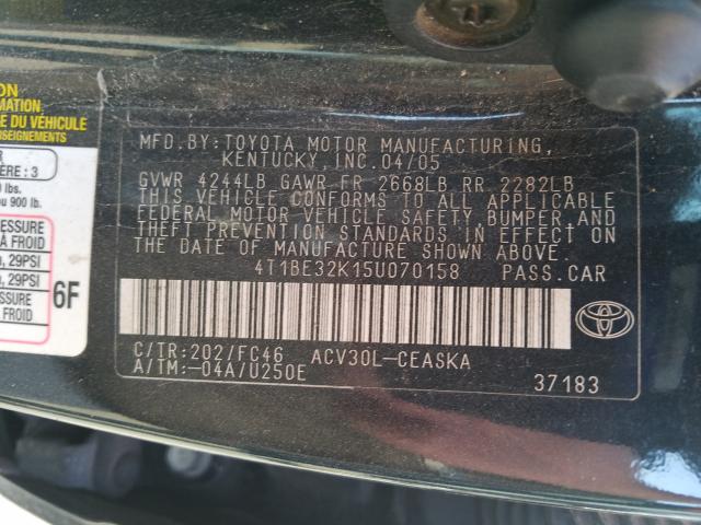 Photo 10 from auction – 2005 TOYOTA CAMRY LE with VIN 4T1BE32K15U070158