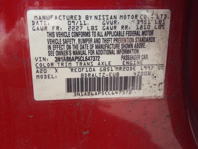 Photo 10 from auction – 2012 NISSAN SENTRA 2.0 with VIN 3N1AB6AP5CL647372