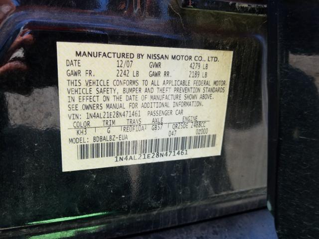 Photo 10 from auction – 2008 NISSAN ALTIMA with VIN 1N4AL21E28N471461