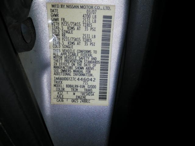 Photo 10 from auction – 2007 NISSAN FRONTIER K with VIN 1N6BD06T27C446042