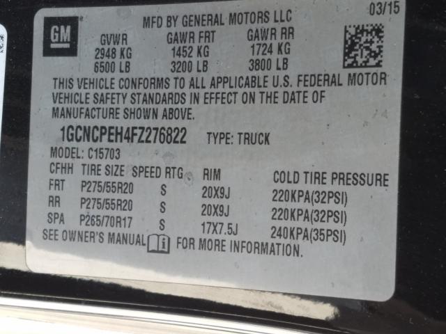Photo 10 from auction – 2015 CHEVROLET SILVERADO with VIN 1GCNCPEH4FZ276822