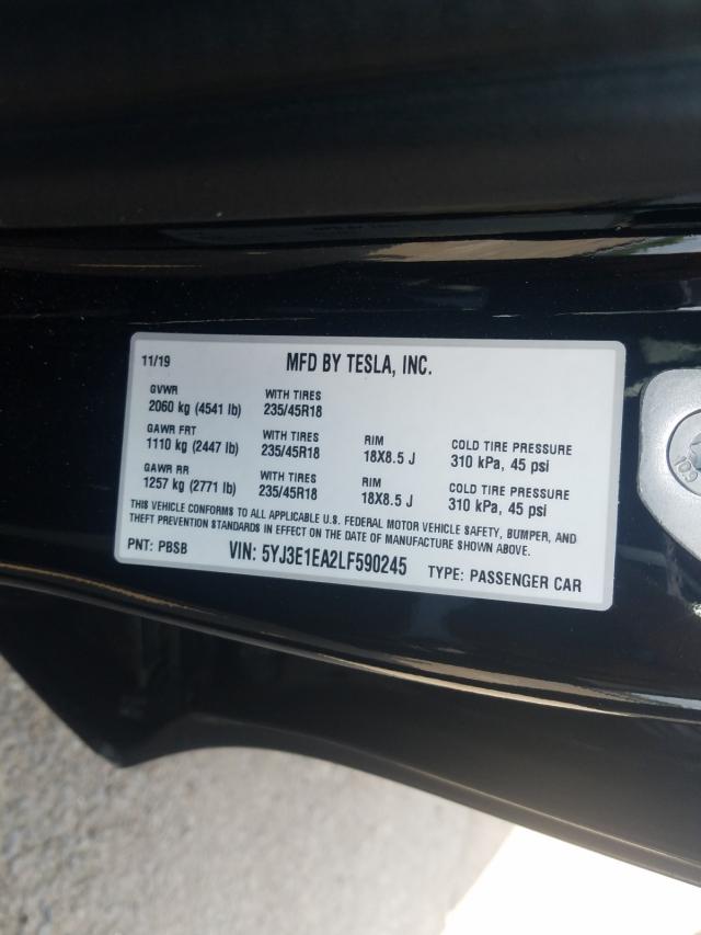 Photo 10 from auction – 2020 TESLA MODEL 3 with VIN 5YJ3E1EA2LF590245