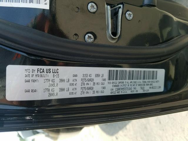 Photo 10 from auction – 2015 RAM 1500 LARAM with VIN 1C6RR7NM5FS731643