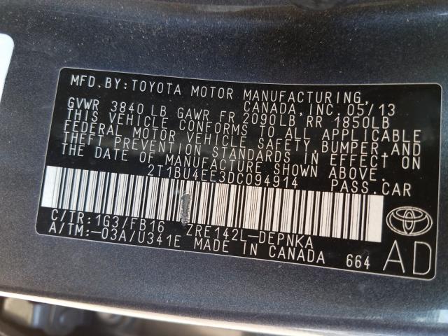 Photo 10 from auction – 2013 TOYOTA COROLLA BA with VIN 2T1BU4EE3DC094914