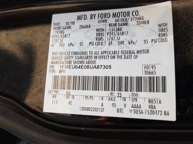 Photo 10 from auction – 2008 FORD EXPLORER E with VIN 1FMEU64E08UA87305