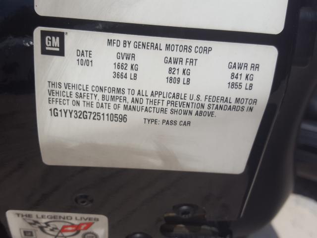 Photo 10 from auction – 2002 CHEVROLET CORVETTE with VIN 1G1YY32G725110596