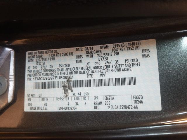Photo 10 from auction – 2014 FORD ESCAPE SE with VIN 1FMCU9G97EUE36561