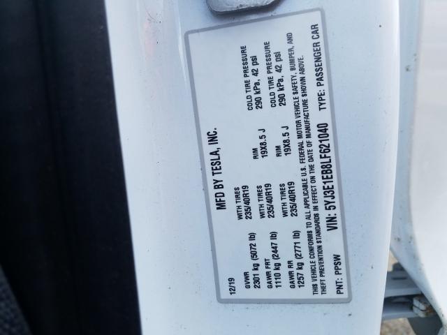 Photo 10 from auction – 2020 TESLA MODEL 3 with VIN 5YJ3E1EB8LF621040