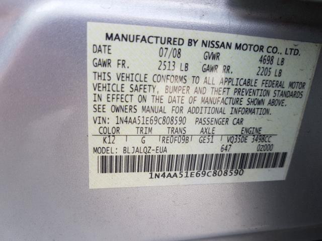 Photo 10 from auction – 2009 NISSAN MAXIMA S with VIN 1N4AA51E69C808590