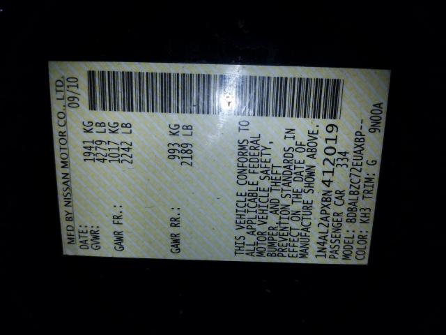 Photo 10 from auction – 2011 NISSAN ALTIMA BAS with VIN 1N4AL2APXBN412019