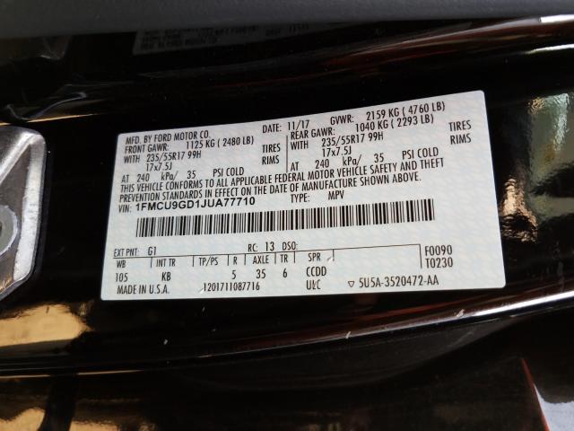 Photo 10 from auction – 2018 FORD ESCAPE SE with VIN 1FMCU9GD1JUA77710