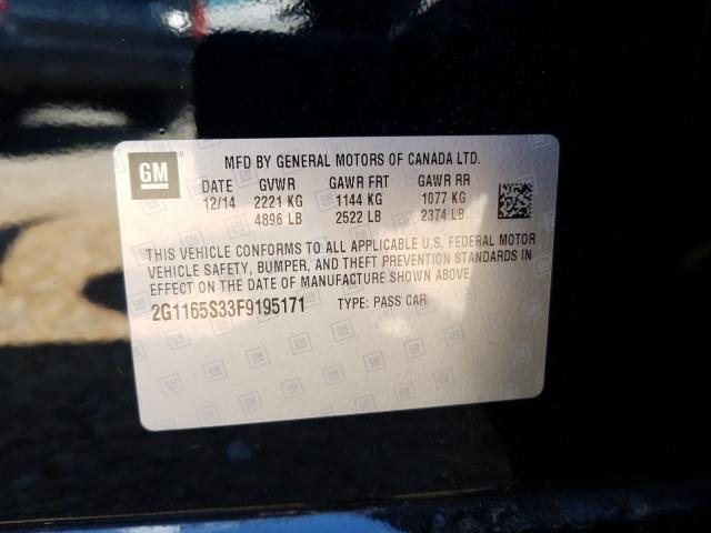 Photo 10 from auction – 2015 CHEVROLET IMPALA LTZ with VIN 2G1165S33F9195171