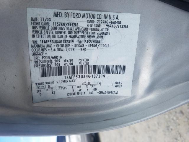 Photo 10 from auction – 2004 FORD TAURUS SE with VIN 1FAFP53U84G137319
