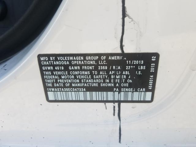 Photo 10 from auction – 2014 VOLKSWAGEN PASSAT S with VIN 1VWAS7A35EC047334