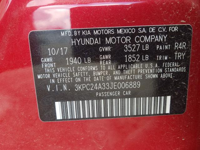 Photo 10 from auction – 2018 HYUNDAI ACCENT SE with VIN 3KPC24A33JE006889