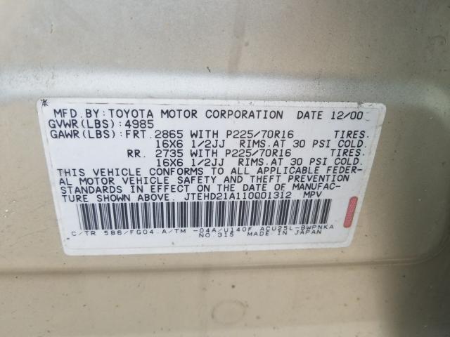 Photo 10 from auction – 2001 TOYOTA HIGHLANDER with VIN JTEHD21A110001312
