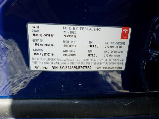 Photo 10 from auction – 2018 TESLA MODEL S with VIN 5YJSA1E29JF297830