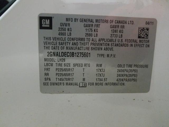 Photo 10 from auction – 2011 CHEVROLET EQUINOX LT with VIN 2GNALDEC0B1275601