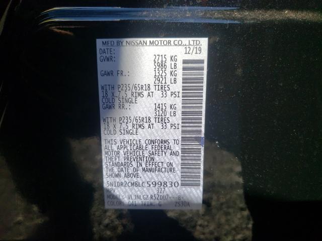 Photo 10 from auction – 2020 NISSAN PATHFINDER with VIN 5N1DR2CM8LC599830