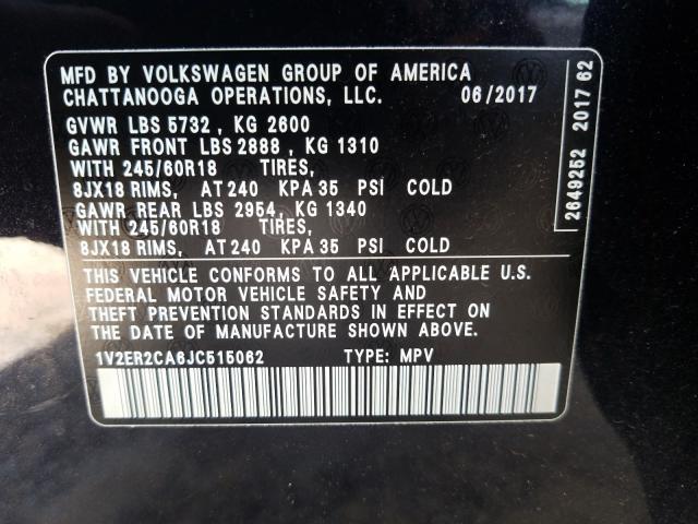 Photo 10 from auction – 2018 VOLKSWAGEN ATLAS with VIN 1V2ER2CA6JC515062