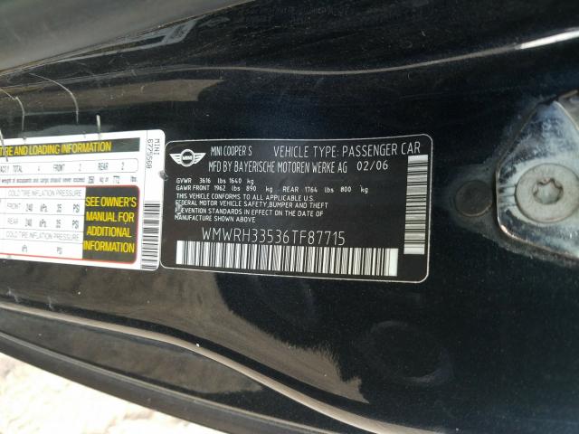 Photo 10 from auction – 2006 MINI COOPER S with VIN WMWRH33536TF87715