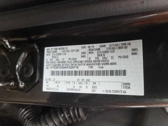 Photo 10 from auction – 2019 FORD F150 SUPER with VIN 1FTEW1E50KFD29716