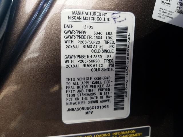 Photo 10 from auction – 2006 INFINITI FX35 with VIN JNRAS08U66X101095