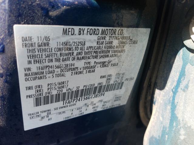 Photo 10 from auction – 2006 FORD FIVE HUNDR with VIN 1FAFP24156G138594