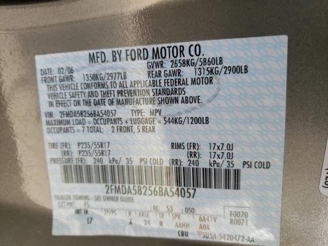 Photo 10 from auction – 2006 FORD FREESTAR L with VIN 2FMDA58256BA54057