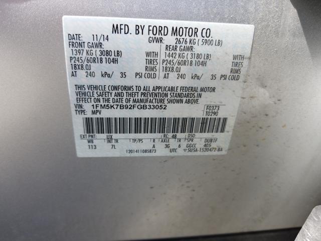 Photo 10 from auction – 2015 FORD EXPLORER with VIN 1FM5K7B92FGB33052