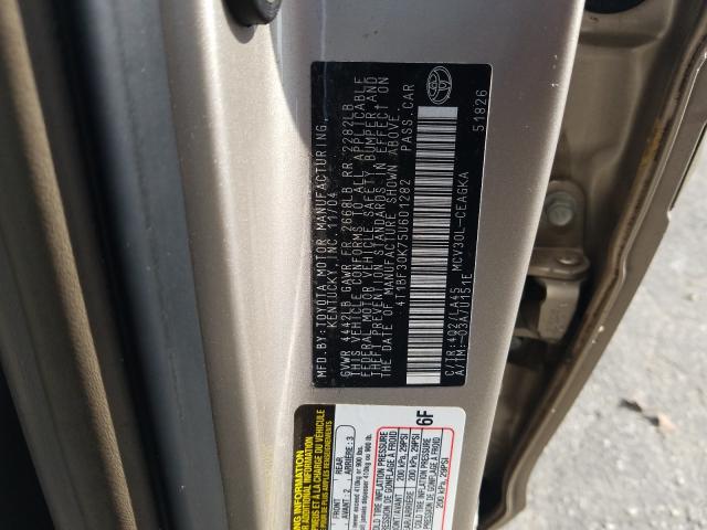 Photo 10 from auction – 2005 TOYOTA CAMRY LE with VIN 4T1BF30K75U601282