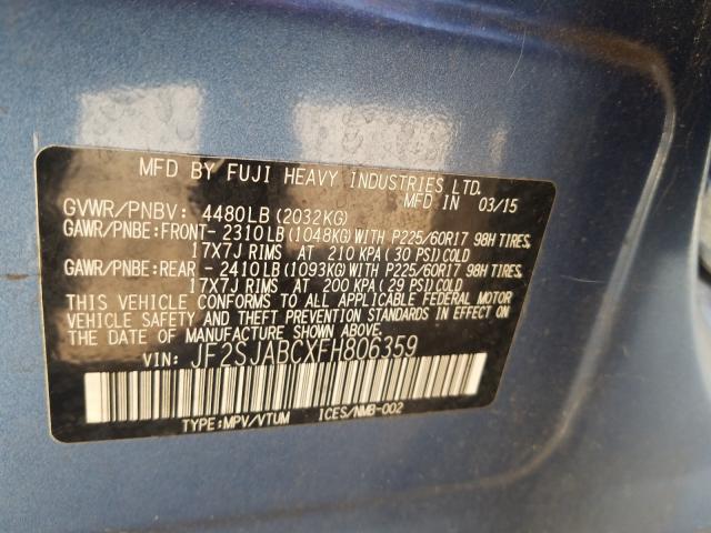 Photo 10 from auction – 2015 SUBARU FORESTER 2 with VIN JF2SJABCXFH806359