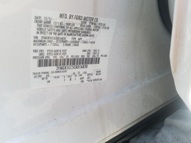 Photo 10 from auction – 2012 FORD FLEX SEL with VIN 2FMGK5CC5CBD16830