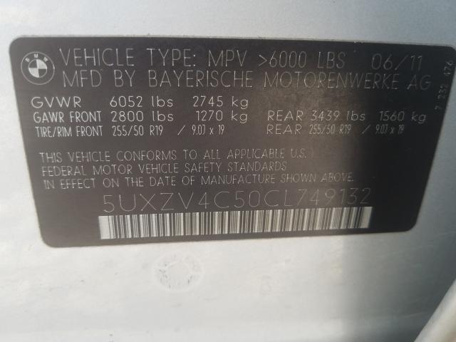 Photo 10 from auction – 2012 BMW X5 XDRIVE3 with VIN 5UXZV4C50CL749132