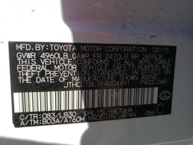 Photo 10 from auction – 2015 LEXUS GS 350 with VIN JTHCE1BL1FA004491