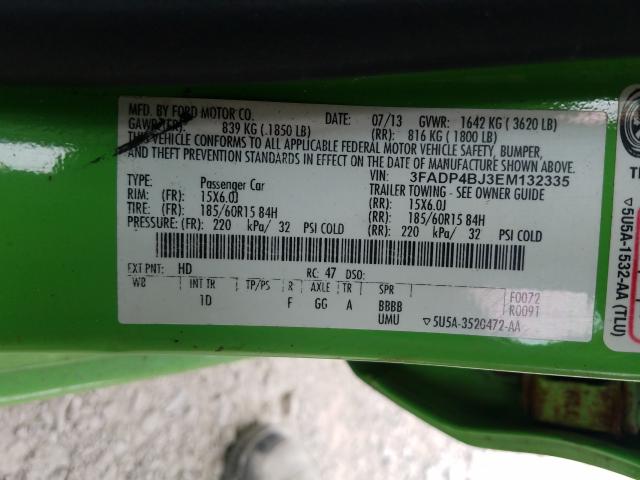 Photo 10 from auction – 2014 FORD FIESTA SE with VIN 3FADP4BJ3EM132335