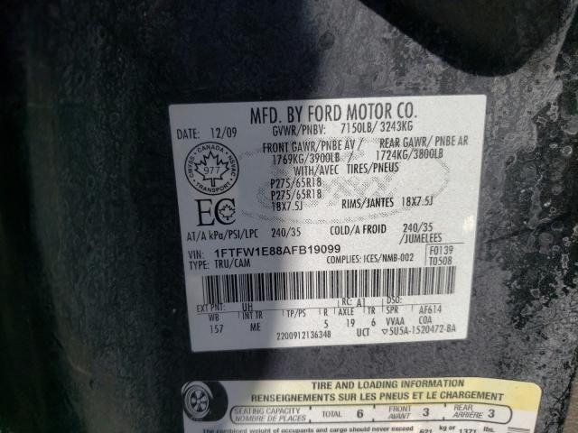 Photo 10 from auction – 2010 FORD F150 SUPER with VIN 1FTFW1E88AFB19099