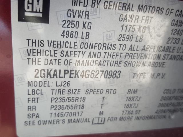 Photo 10 from auction – 2016 GMC TERRAIN SL with VIN 2GKALPEK4G6270983