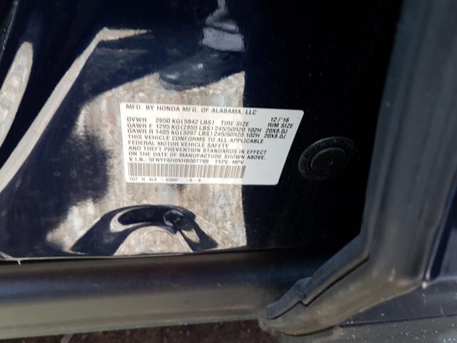 Photo 10 from auction – 2017 HONDA PILOT ELIT with VIN 5FNYF6H0XHB007799