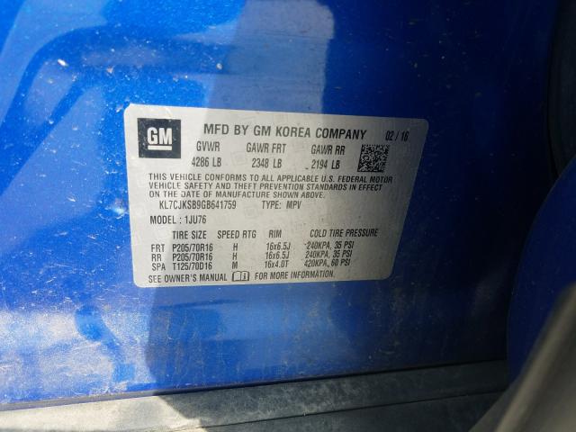 Photo 10 from auction – 2016 CHEVROLET TRAX LS with VIN KL7CJKSB9GB641759