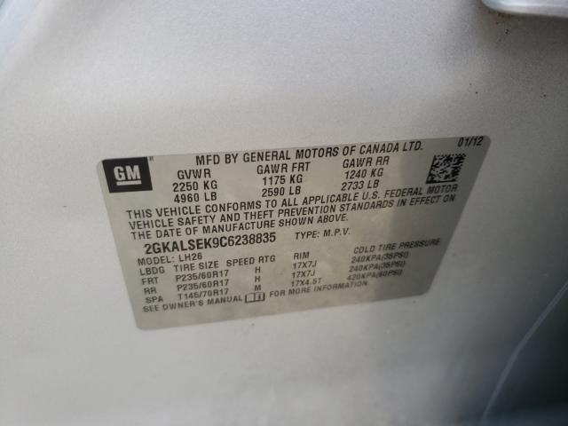 Photo 10 from auction – 2012 GMC TERRAIN SL with VIN 2GKALSEK9C6238835