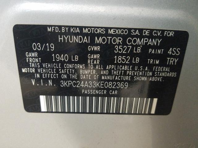 Photo 10 from auction – 2019 HYUNDAI ACCENT SE with VIN 3KPC24A33KE082369