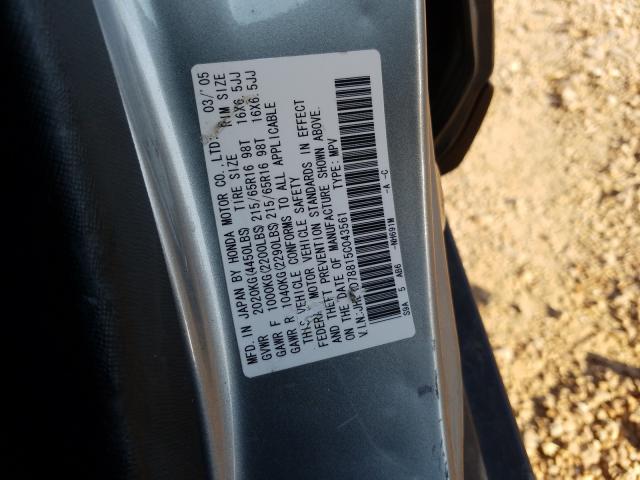 Photo 10 from auction – 2005 HONDA CR-V EX with VIN JHLRD78815C043561