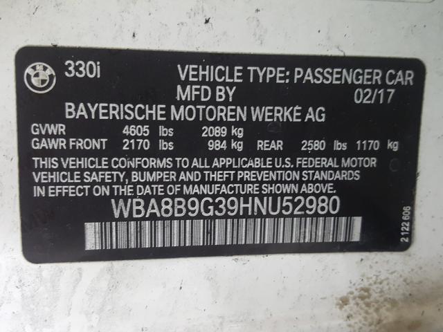 Photo 10 from auction – 2017 BMW 330 I with VIN WBA8B9G39HNU52980