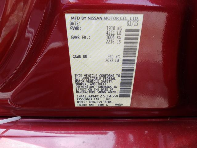 Photo 10 from auction – 2015 NISSAN ALTIMA 2.5 with VIN 1N4AL3AP6FC253474
