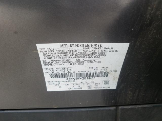 Photo 10 from auction – 2012 FORD TAURUS SEL with VIN 1FAHP2EWXCG118467