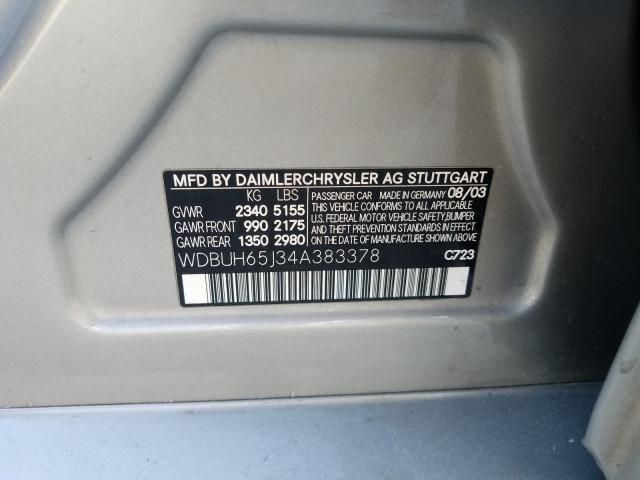 Photo 10 from auction – 2004 MERCEDES-BENZ E 320 with VIN WDBUH65J34A383378