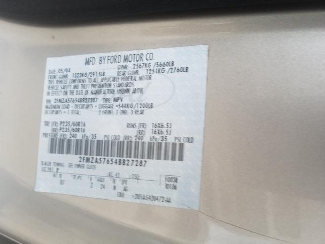 Photo 10 from auction – 2004 FORD FREESTAR S with VIN 2FMZA57654BB27287