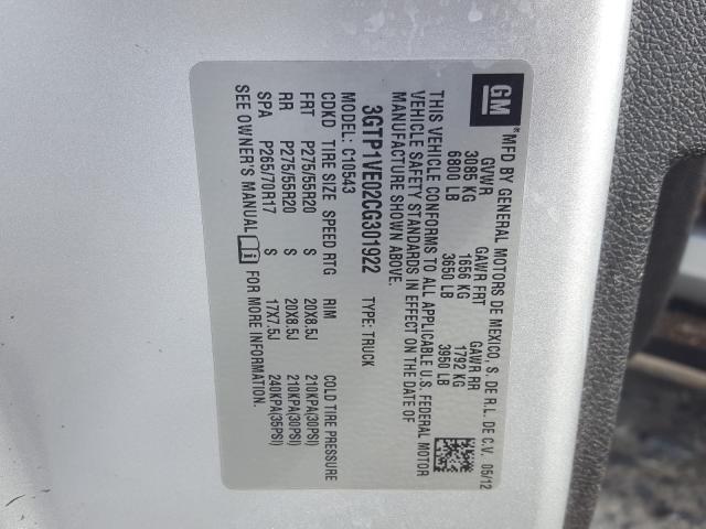Photo 10 from auction – 2012 GMC SIERRA C15 with VIN 3GTP1VE02CG301922