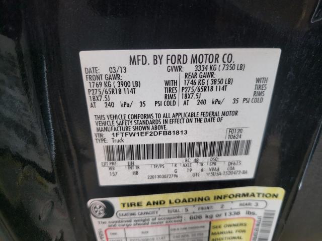 Photo 10 from auction – 2013 FORD F150 SUPER with VIN 1FTFW1EF2DFB81813